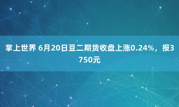 掌上世界 6月20日豆二期货收盘上涨0.24%，报3750元