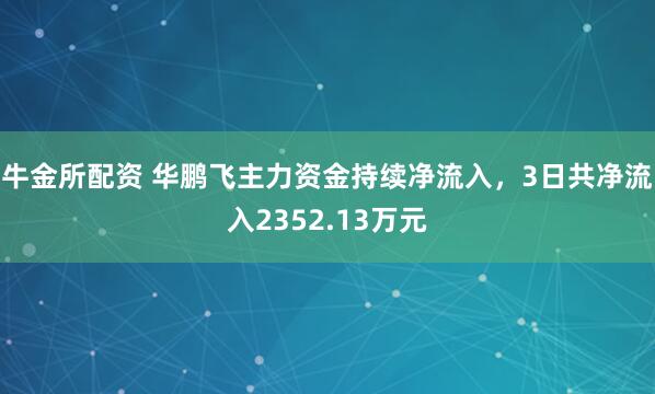 牛金所配资 华鹏飞主力资金持续净流入，3日共净流入2352.13万元