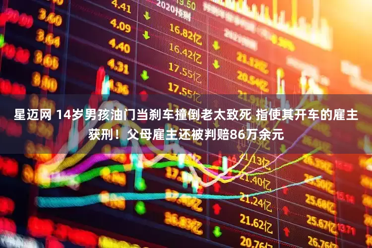 星迈网 14岁男孩油门当刹车撞倒老太致死 指使其开车的雇主获刑！父母雇主还被判赔86万余元